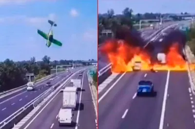 Impresionante video: avioneta se estrelló en autopista de Italia y murieron dos personas