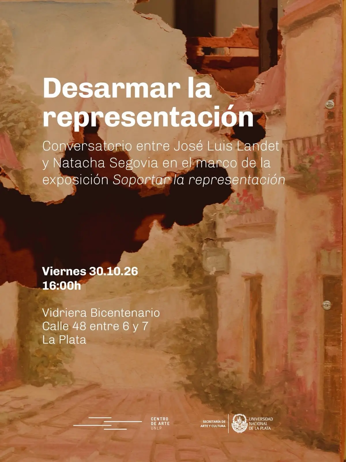 La pieza que ilustra la exposición «Soportar la representación», en el Centro de Arte de la UNLP.